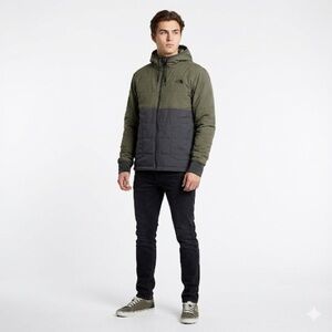 The North Face Men's Olive and Gray Puffer Jacket